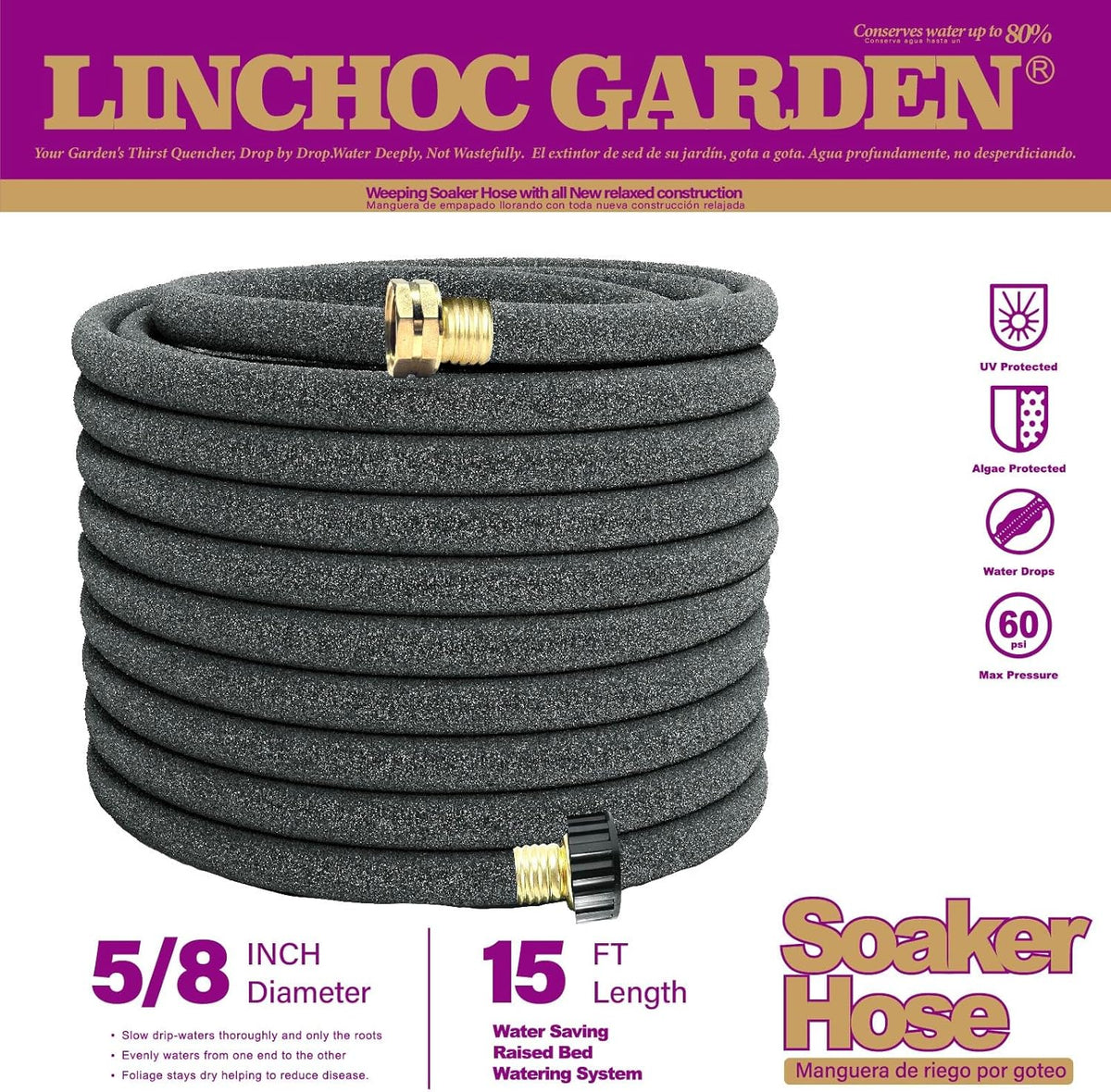 5/8 Inch 100FT Soaker Hose - High Flow Flexible Design for Expansive Landscapes | Durable & Eco-Sustainable Water Efficiency