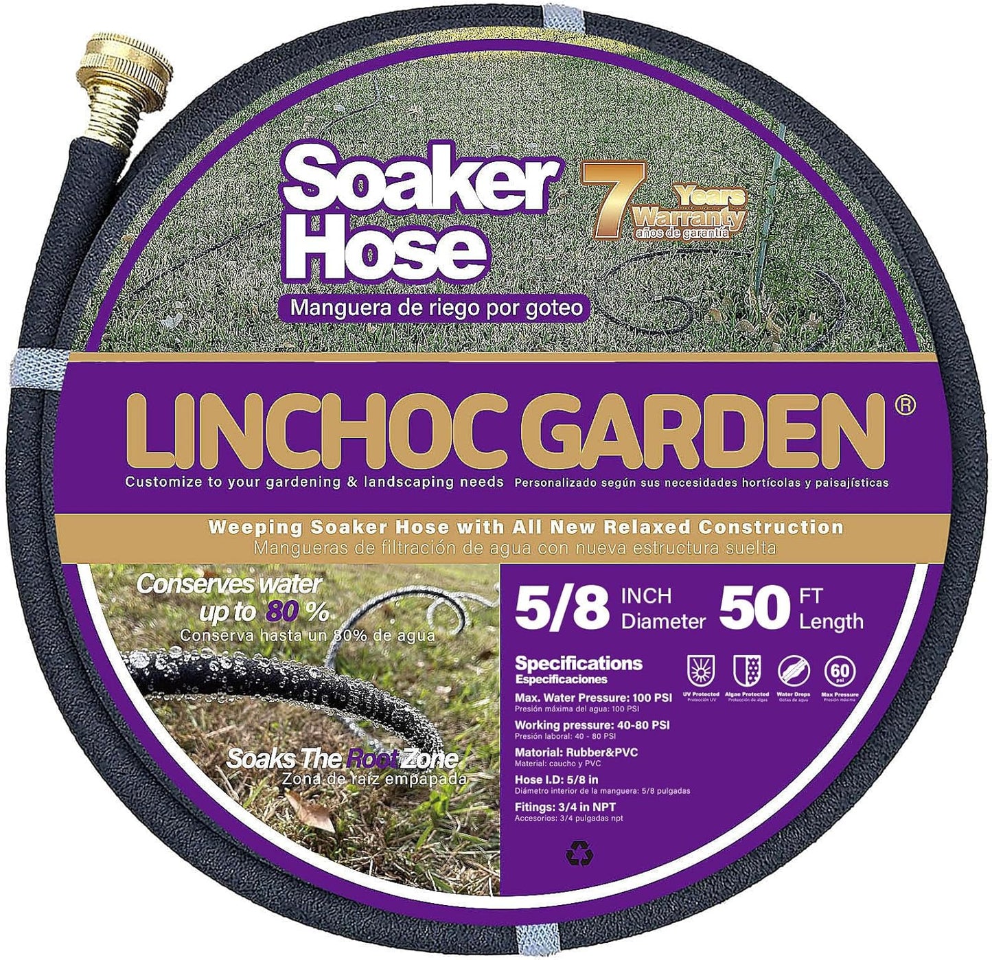5/8 Inch 100FT Soaker Hose - High Flow Flexible Design for Expansive Landscapes | Durable & Eco-Sustainable Water Efficiency