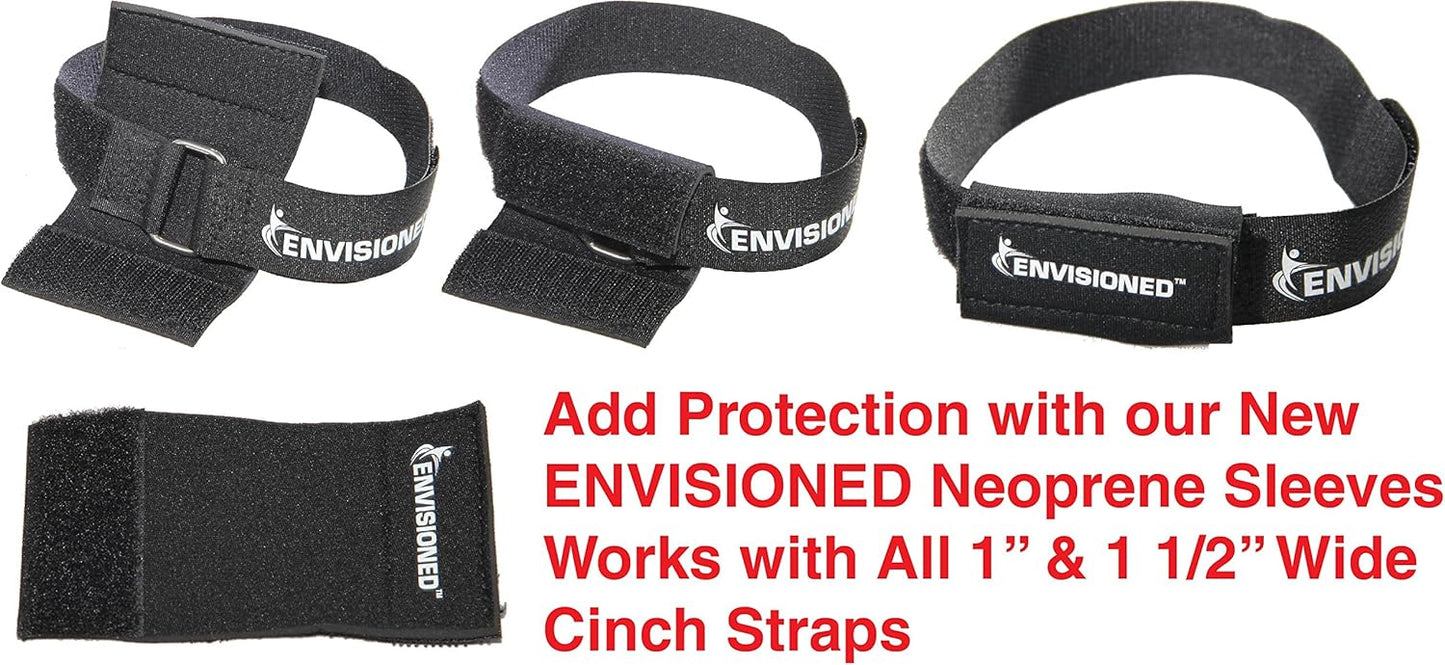Premium Cinch Straps with Stainless Steel Metal Ring (Buckle), Reusable Durable Hook and Loop, Multipurpose Securing Straps 4 Pack - 3" x 72" - Colors A