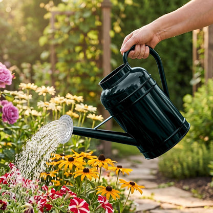 2.3 Gallon Dark Green Metal Watering Can for Plants and Garden with Removable Spout, Made of Galvanized Iron