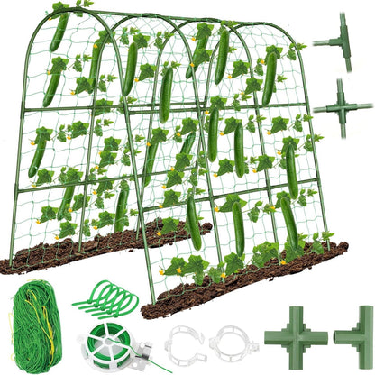 Cucumber Trellis for Raised Bed, Garden Arch Trellis for Climbing Plants Outdoor, Metal Garden Trellis for Spring Vegetables, Cucumber Trellis for Tomato, Bean, Pea, Grape, Plant