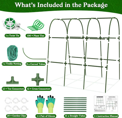 Cucumber Trellis for Raised Bed, Garden Arch Trellis for Climbing Plants Outdoor, Metal Garden Trellis for Spring Vegetables, Cucumber Trellis for Tomato, Bean, Pea, Grape, Plant