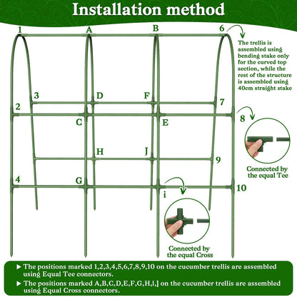 Cucumber Trellis for Raised Bed, Garden Arch Trellis for Climbing Plants Outdoor, Metal Garden Trellis for Spring Vegetables, Cucumber Trellis for Tomato, Bean, Pea, Grape, Plant