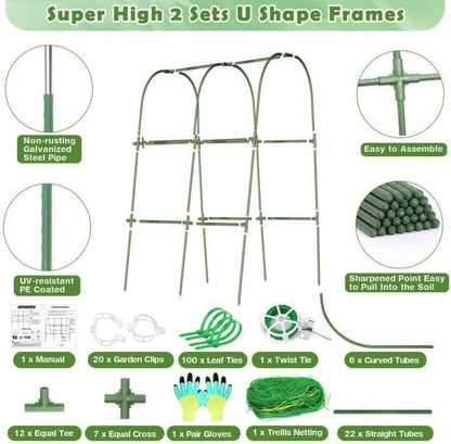 Cucumber Trellis for Raised Bed, Garden Arch Trellis for Climbing Plants Outdoor, Metal Garden Trellis for Spring Vegetables, Cucumber Trellis for Tomato, Bean, Pea, Grape, Plant