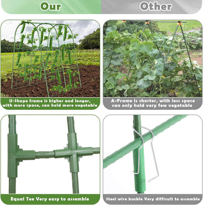 Cucumber Trellis for Raised Bed, Garden Arch Trellis for Climbing Plants Outdoor, Metal Garden Trellis for Spring Vegetables, Cucumber Trellis for Tomato, Bean, Pea, Grape, Plant
