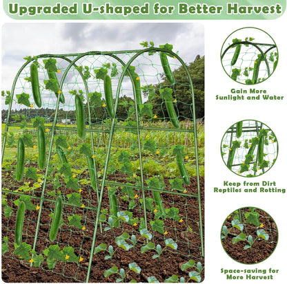 Cucumber Trellis for Raised Bed, Garden Arch Trellis for Climbing Plants Outdoor, Metal Garden Trellis for Spring Vegetables, Cucumber Trellis for Tomato, Bean, Pea, Grape, Plant