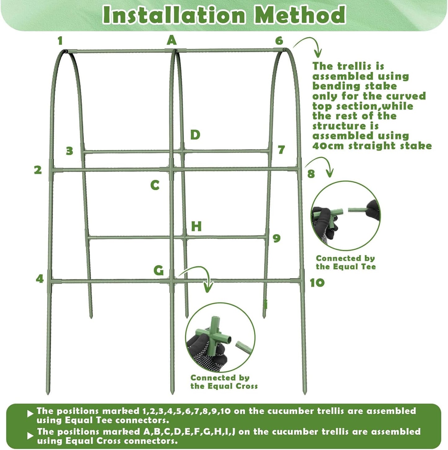 Cucumber Trellis for Raised Bed, Garden Arch Trellis for Climbing Plants Outdoor, Metal Garden Trellis for Spring Vegetables, Cucumber Trellis for Tomato, Bean, Pea, Grape, Plant