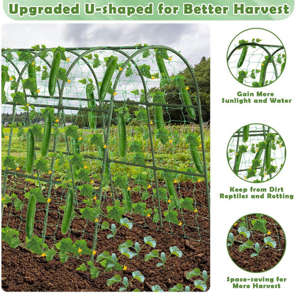 Cucumber Trellis for Raised Bed, Garden Arch Trellis for Climbing Plants Outdoor, Metal Garden Trellis for Spring Vegetables, Cucumber Trellis for Tomato, Bean, Pea, Grape, Plant