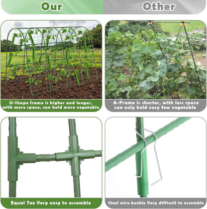 Cucumber Trellis for Raised Bed, Garden Arch Trellis for Climbing Plants Outdoor, Metal Garden Trellis for Spring Vegetables, Cucumber Trellis for Tomato, Bean, Pea, Grape, Plant