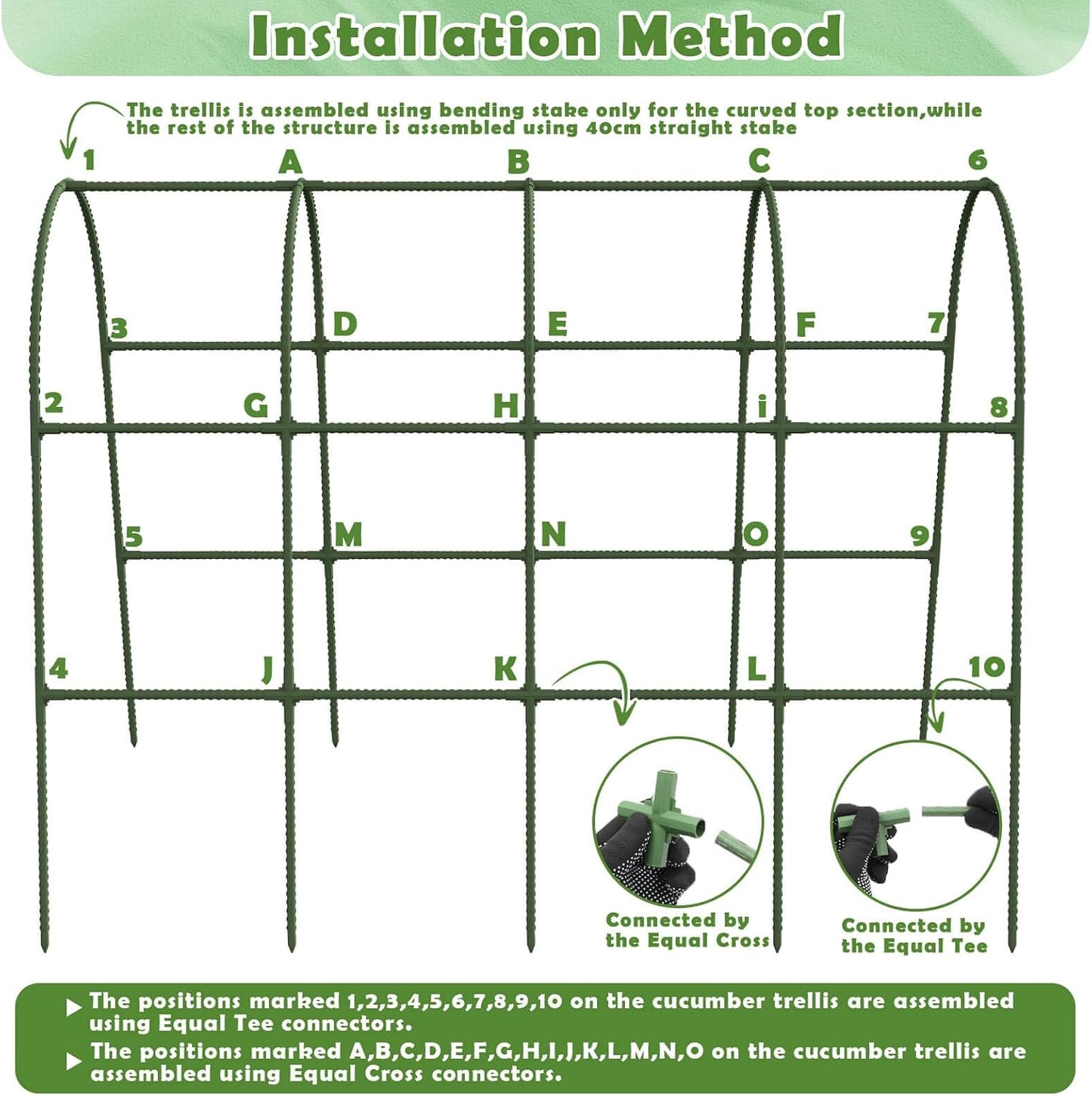 Cucumber Trellis for Raised Bed, Garden Arch Trellis for Climbing Plants Outdoor, Metal Garden Trellis for Spring Vegetables, Cucumber Trellis for Tomato, Bean, Pea, Grape, Plant