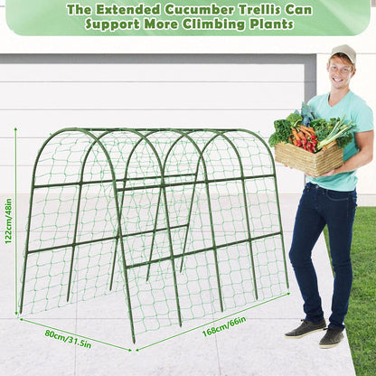 Cucumber Trellis for Raised Bed, Garden Arch Trellis for Climbing Plants Outdoor, Metal Garden Trellis for Spring Vegetables, Cucumber Trellis for Tomato, Bean, Pea, Grape, Plant
