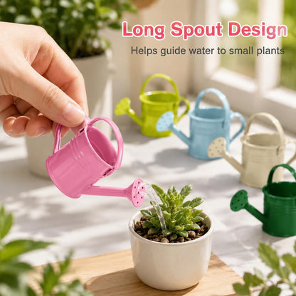 5pcs Kids Metal Watering Cans, 8.5 Oz Mini Iron Watering Pots with Long Spout for Children Gardening, Classroom Activities, Indoor Plants