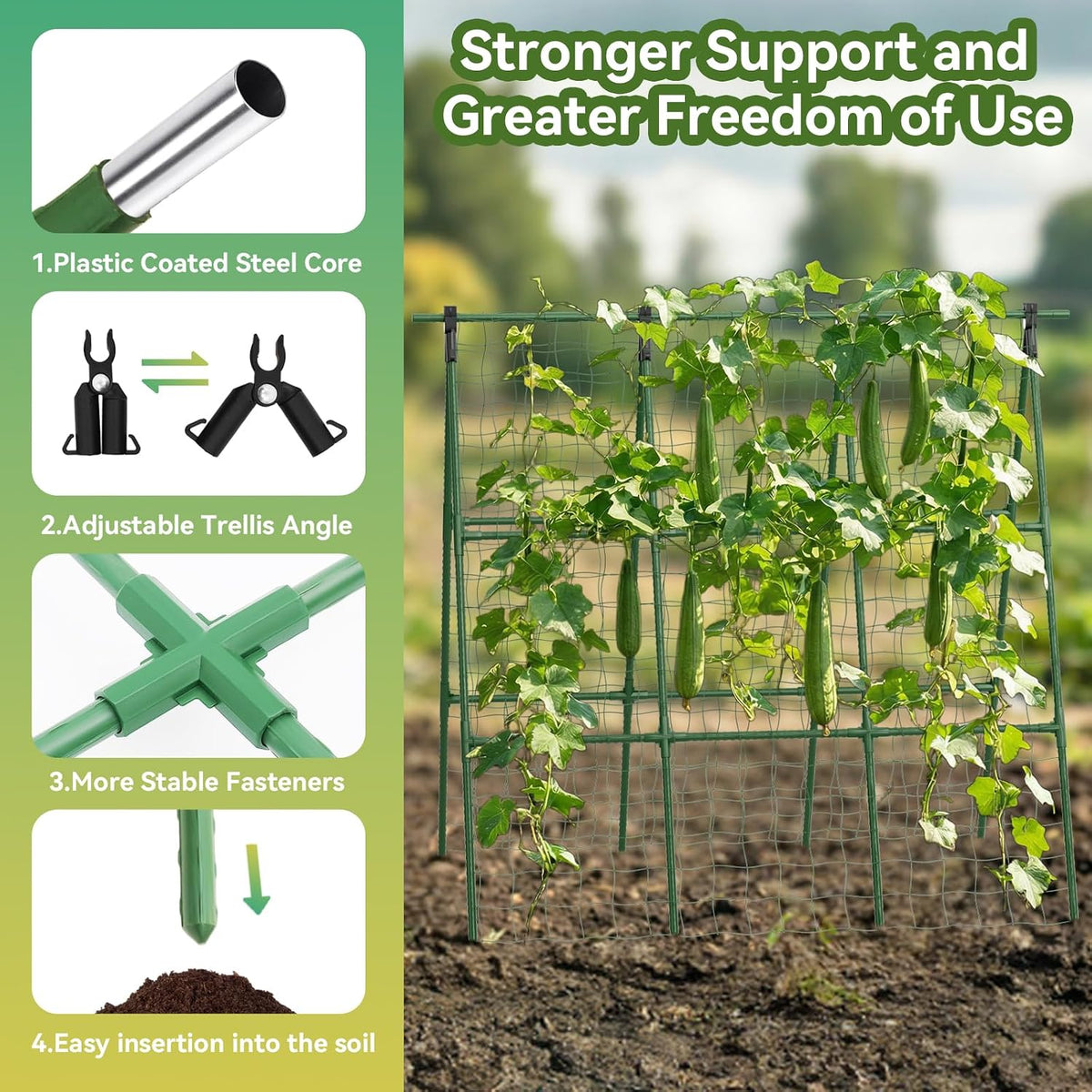 2 Pack Cucumber Trellis, 34"×48" Garden Trellis for Climbing Plants Outdoor, A-Frame Vegetable Trellis for Raised Bed, Support for Tomatoes, Squash, Zucchini, Vegetables & Flowers
