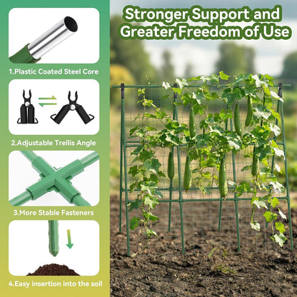 2 Pack Cucumber Trellis, 34"×48" Garden Trellis for Climbing Plants Outdoor, A-Frame Vegetable Trellis for Raised Bed, Support for Tomatoes, Squash, Zucchini, Vegetables & Flowers