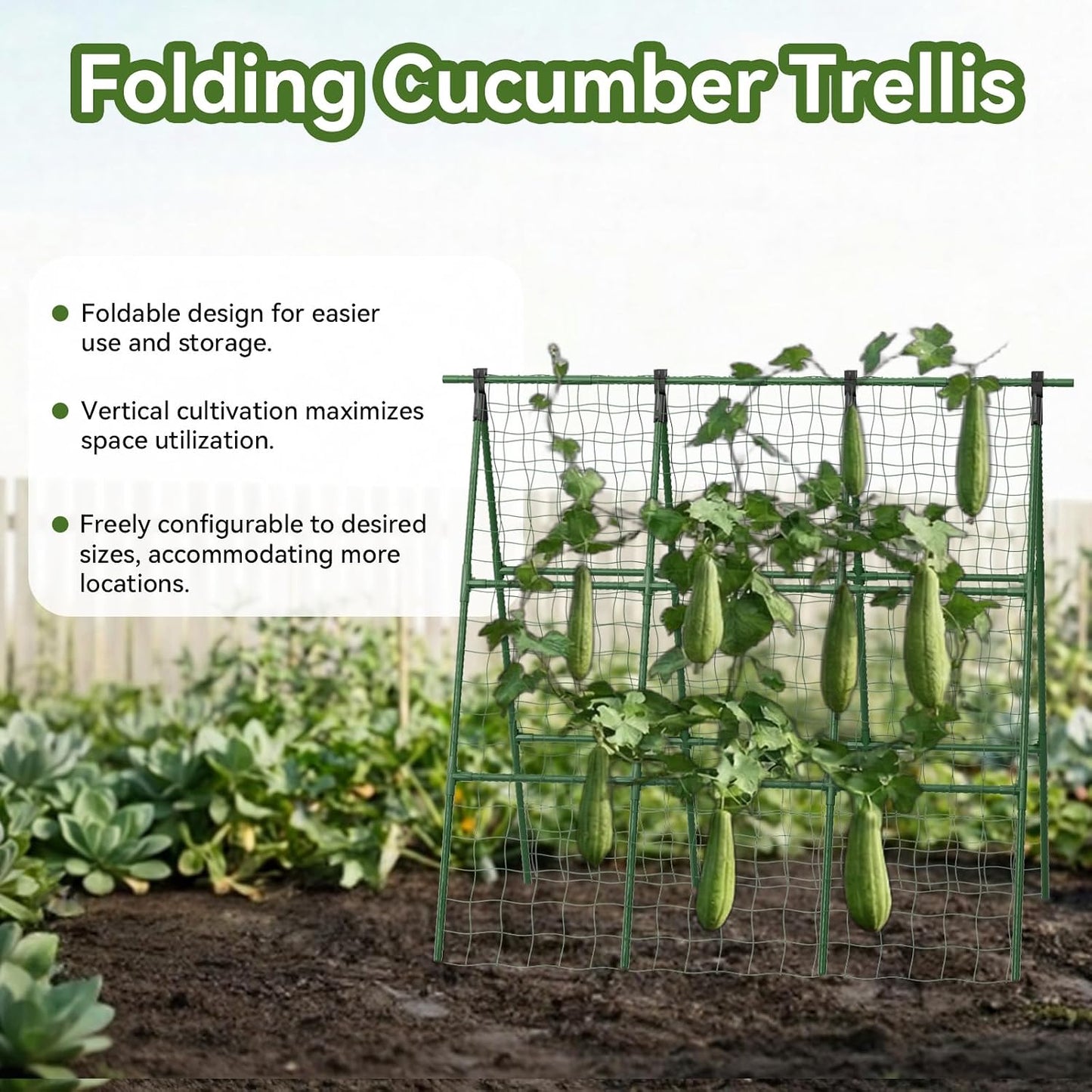 2 Pack Cucumber Trellis, 34"×48" Garden Trellis for Climbing Plants Outdoor, A-Frame Vegetable Trellis for Raised Bed, Support for Tomatoes, Squash, Zucchini, Vegetables & Flowers