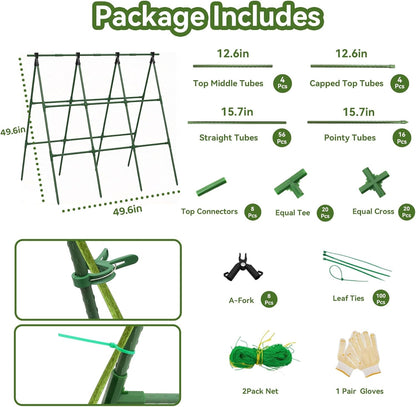 2 Pack Cucumber Trellis, 34"×48" Garden Trellis for Climbing Plants Outdoor, A-Frame Vegetable Trellis for Raised Bed, Support for Tomatoes, Squash, Zucchini, Vegetables & Flowers