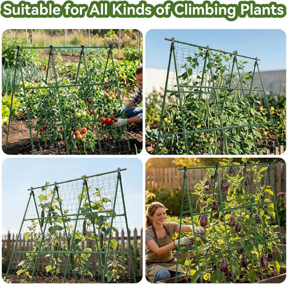 2 Pack Cucumber Trellis, 34"×48" Garden Trellis for Climbing Plants Outdoor, A-Frame Vegetable Trellis for Raised Bed, Support for Tomatoes, Squash, Zucchini, Vegetables & Flowers
