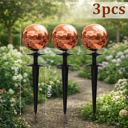 3 Pcs Garden Hose Guide Spike 13.5'' Decorative Ball, Silver