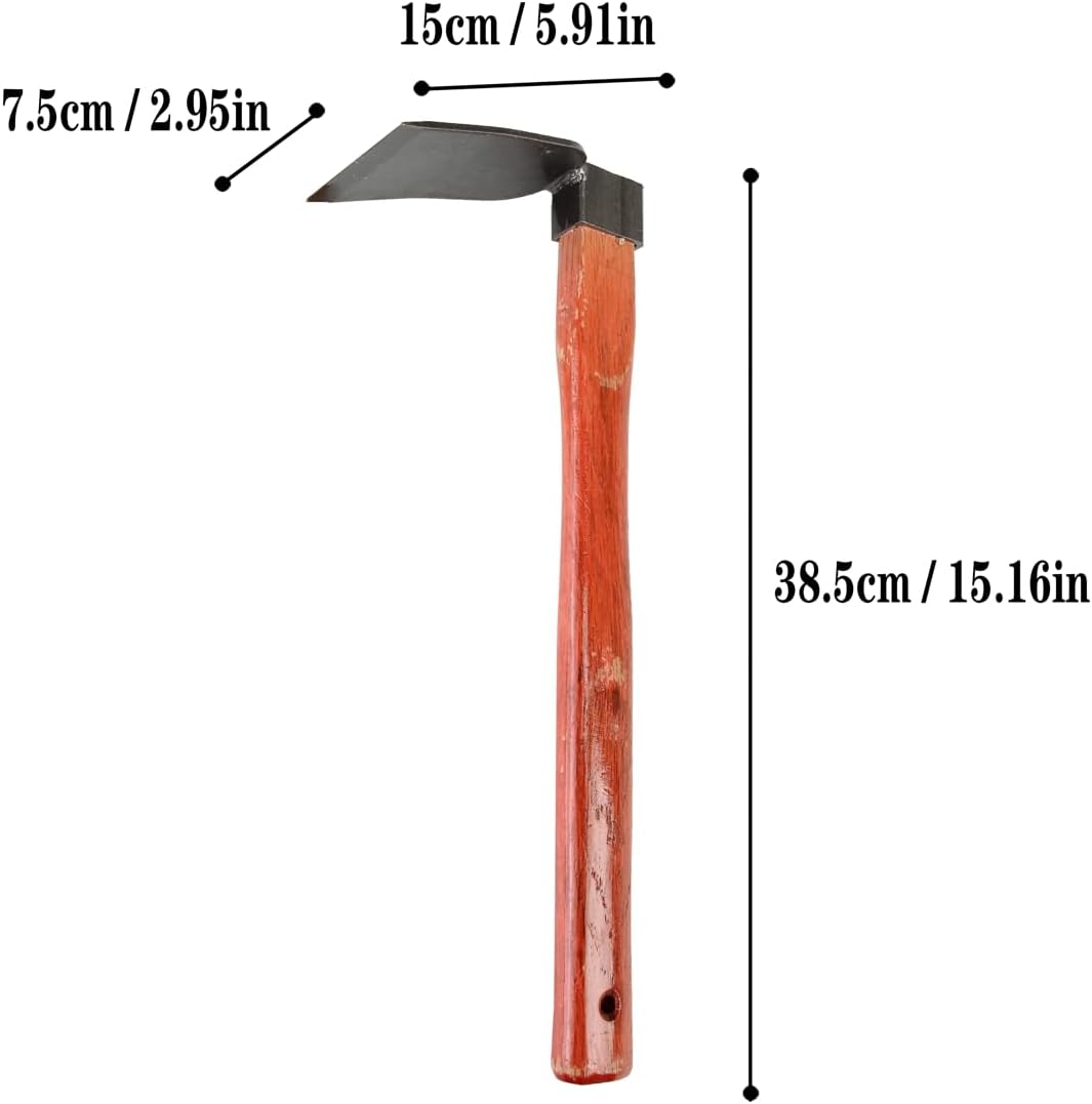 Garden Hoe with Wooden Handle | Heavy Duty Steel Gardening Tool for Weeding, Planting Vegetables and Flowers | Durable Farming Hoe for Outdoor Use