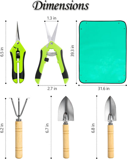 Plant Repotting Mat, 5Pcs Succulent Tools Mini Garden Small Gardening Tools Indoor, Pruning Shear Gardening Scissor, Hand kit for Bonsai, Cactus, Fairy, Houseplant Transplanting, Seedling
