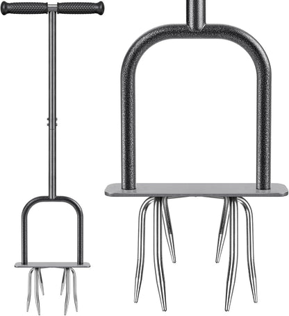 Manual Twist Tiller, All-Steel Garden Claw Cultivator with 4 Curved Claws and Soft Rubber Handle, Hand Tiller Garden Claw for Gardening Bed and Plant Box (39'')