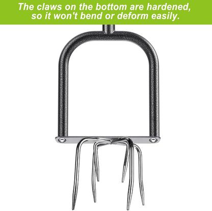 Manual Twist Tiller, All-Steel Garden Claw Cultivator with 4 Curved Claws and Soft Rubber Handle, Hand Tiller Garden Claw for Gardening Bed and Plant Box (39'')