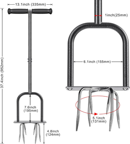 Manual Twist Tiller, All-Steel Garden Claw Cultivator with 4 Curved Claws and Soft Rubber Handle, Hand Tiller Garden Claw for Gardening Bed and Plant Box (39'')