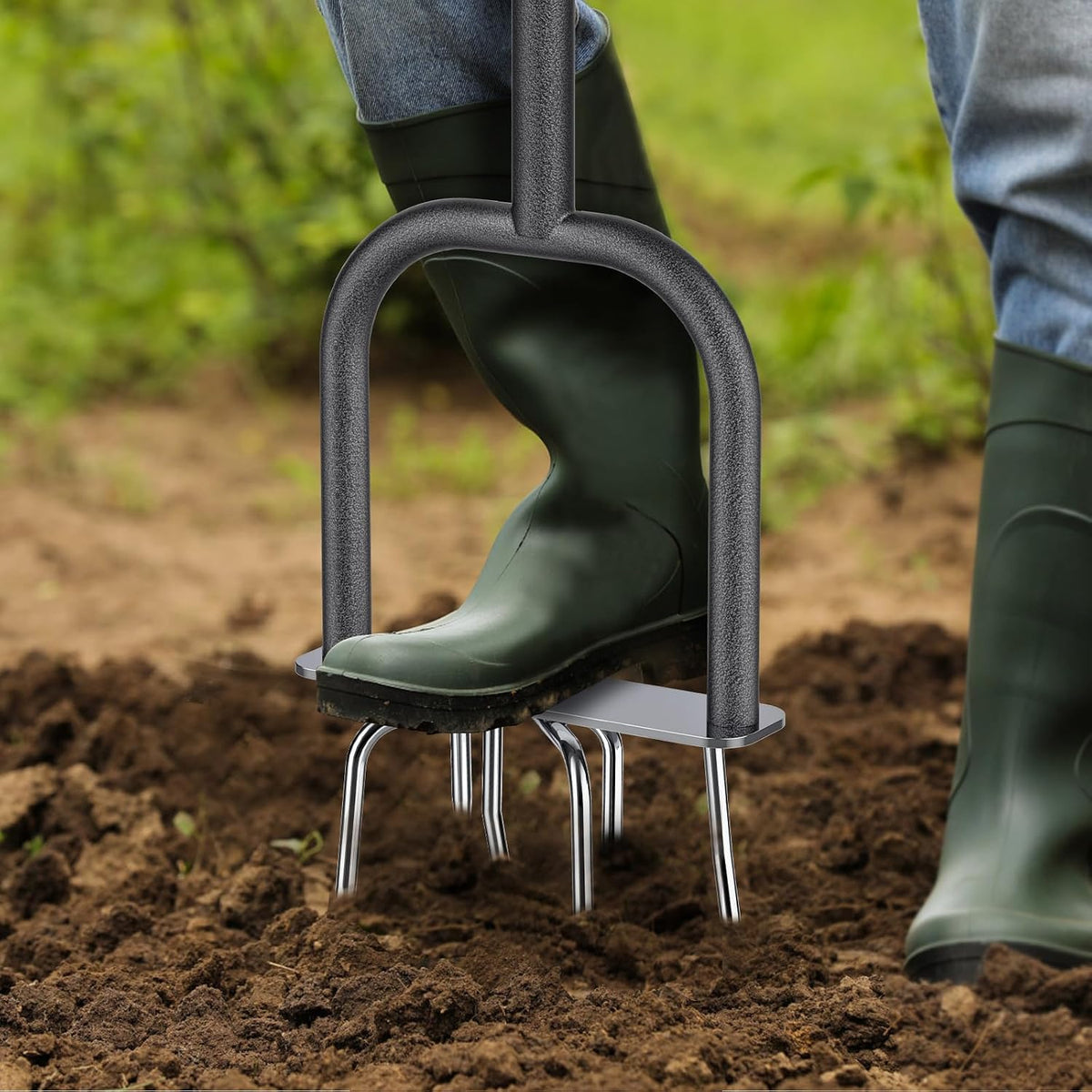Manual Twist Tiller, All-Steel Garden Claw Cultivator with 4 Curved Claws and Soft Rubber Handle, Hand Tiller Garden Claw for Gardening Bed and Plant Box (39'')