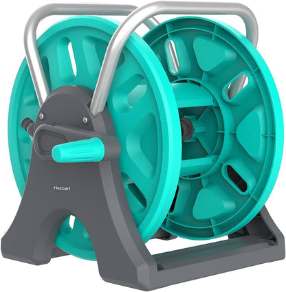 Garden Hose Reel Cart,Portable Hose Reel Holder Hold Up to 50-80 Feet of 5/8" Hose,Wall Mounted Water Hose Reel,Upgraded Plastic Wheels for Outside Car Washing, Watering (Blue, 80FT)