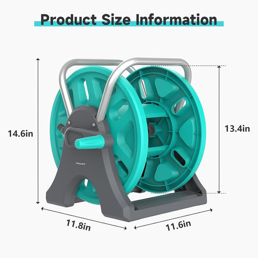 Garden Hose Reel Cart,Portable Hose Reel Holder Hold Up to 50-80 Feet of 5/8" Hose,Wall Mounted Water Hose Reel,Upgraded Plastic Wheels for Outside Car Washing, Watering (Blue, 80FT)