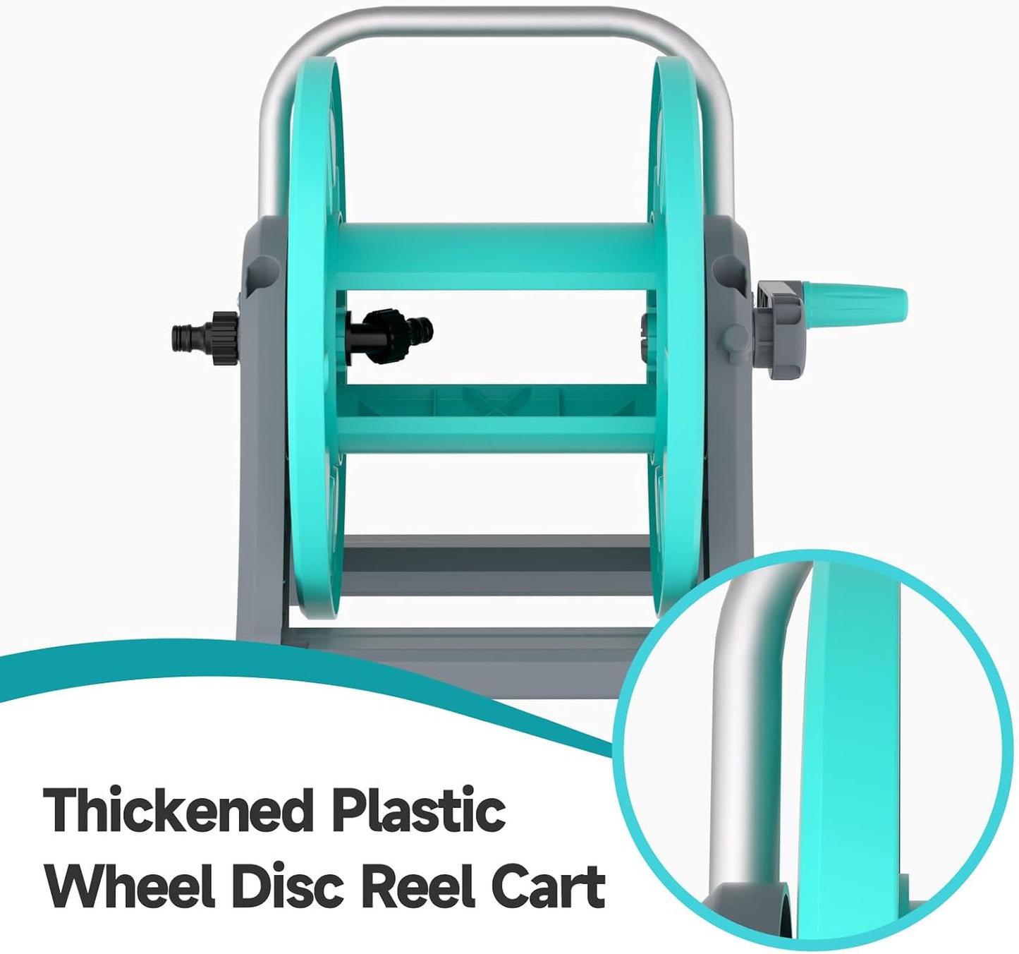 Garden Hose Reel Cart,Portable Hose Reel Holder Hold Up to 50-80 Feet of 5/8" Hose,Wall Mounted Water Hose Reel,Upgraded Plastic Wheels for Outside Car Washing, Watering (Blue, 80FT)