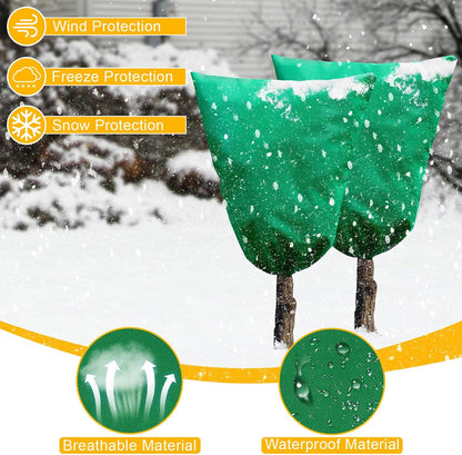 2 Packs Plant Covers for Winter Freeze Protection, 31.5" W X 47.3" H Frost Protection Covers for Outdoor Plants, 2.2 oz/yd² Tree Covers with Double Zipper Heads & Drawstring Design for Winter