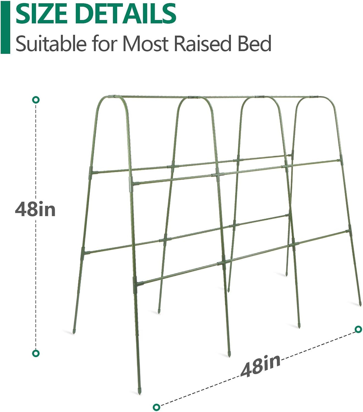 Cucumber Trellis for Raised Bed, 2 Pack 4ft Tall A-Frame, Garden Trellis for Climbing Plants Outdoor, Perfect for Vines, Beans - Green with Netting