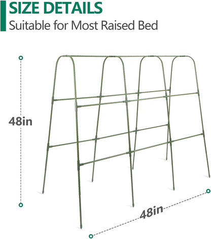 Cucumber Trellis for Raised Bed, 2 Pack 4ft Tall A-Frame, Garden Trellis for Climbing Plants Outdoor, Perfect for Vines, Beans - Green with Netting