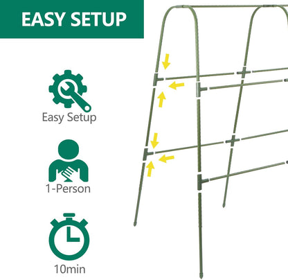 Cucumber Trellis for Raised Bed, 2 Pack 4ft Tall A-Frame, Garden Trellis for Climbing Plants Outdoor, Perfect for Vines, Beans - Green with Netting