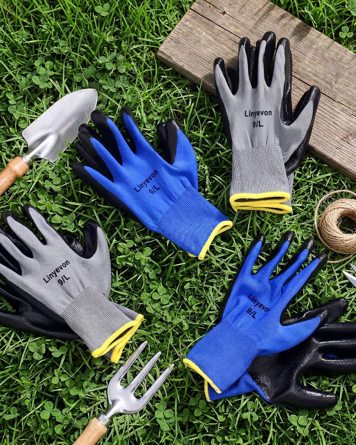 Pairs PU Coated Work Gloves Bulk, Reusable Rubber Safety Gloves for Men Women Work Warehouse, Mechanic, Woodworking