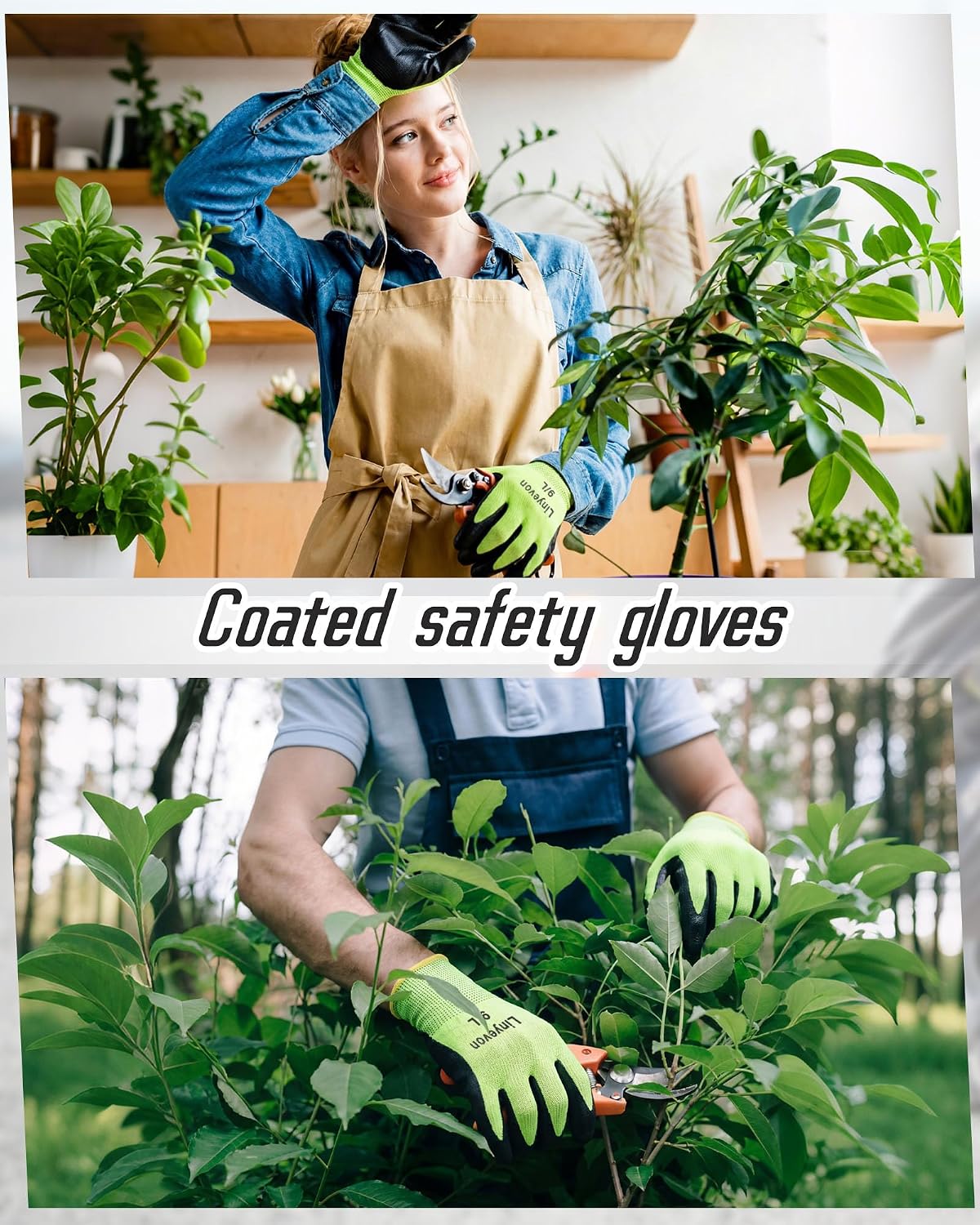 Pairs PU Coated Work Gloves Bulk, Reusable Rubber Safety Gloves for Men Women Work Warehouse, Mechanic, Woodworking