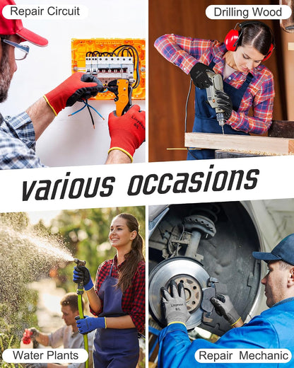 Pairs PU Coated Work Gloves Bulk, Reusable Rubber Safety Gloves for Men Women Work Warehouse, Mechanic, Woodworking
