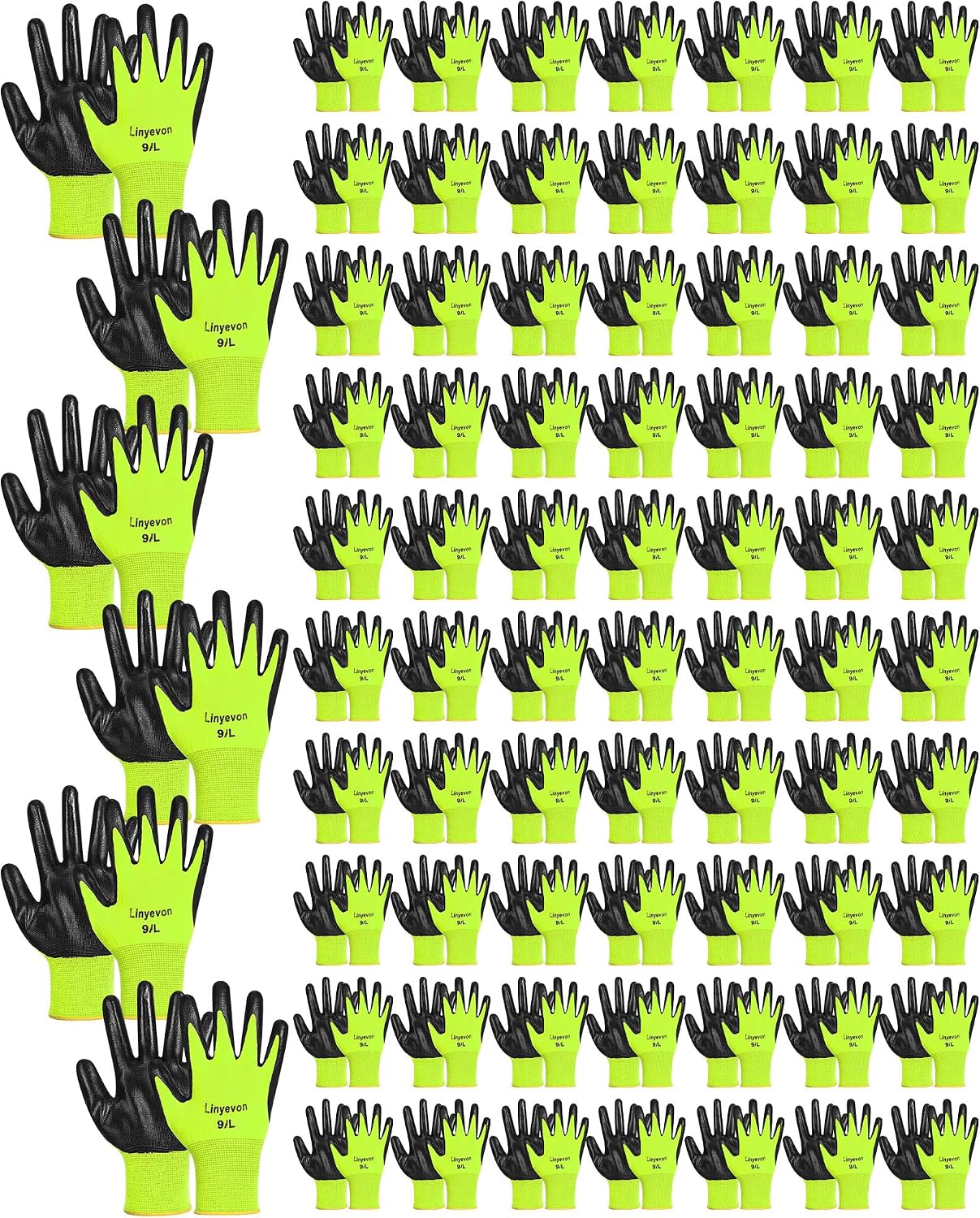 Pairs PU Coated Work Gloves Bulk, Reusable Rubber Safety Gloves for Men Women Work Warehouse, Mechanic, Woodworking