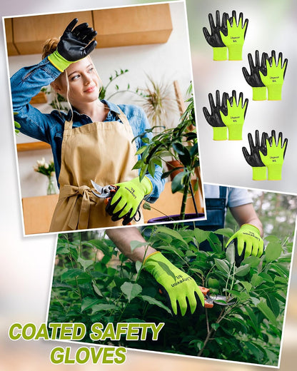 Pairs PU Coated Work Gloves Bulk, Reusable Rubber Safety Gloves for Men Women Work Warehouse, Mechanic, Woodworking