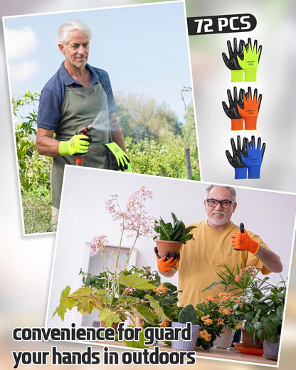 Pairs PU Coated Work Gloves Bulk, Reusable Rubber Safety Gloves for Men Women Work Warehouse, Mechanic, Woodworking