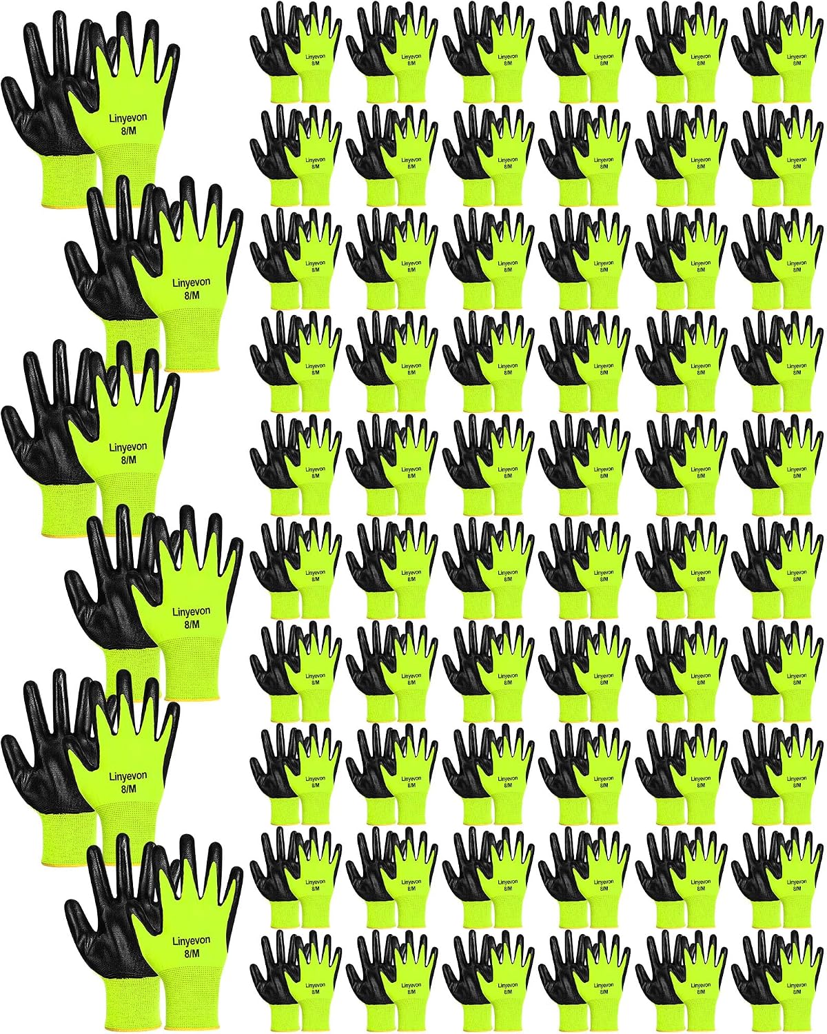 Pairs PU Coated Work Gloves Bulk, Reusable Rubber Safety Gloves for Men Women Work Warehouse, Mechanic, Woodworking