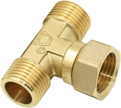 Gold Garden Hose Connection Accessories Brass,1/2 in Male Female Tee Connector Plumbing Hose Splitter Copper T-shape Fitting 3 Way Hose Tube Fittings Swivel Garden Hose Adapter, Hose Accessories