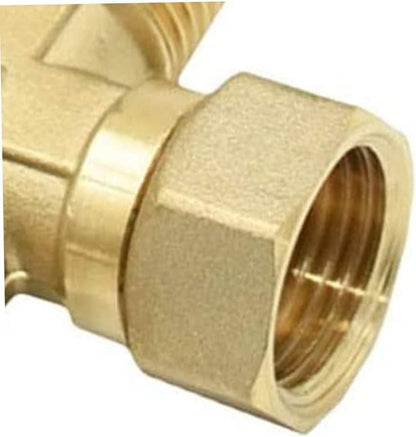 Gold Garden Hose Connection Accessories Brass,1/2 in Male Female Tee Connector Plumbing Hose Splitter Copper T-shape Fitting 3 Way Hose Tube Fittings Swivel Garden Hose Adapter, Hose Accessories
