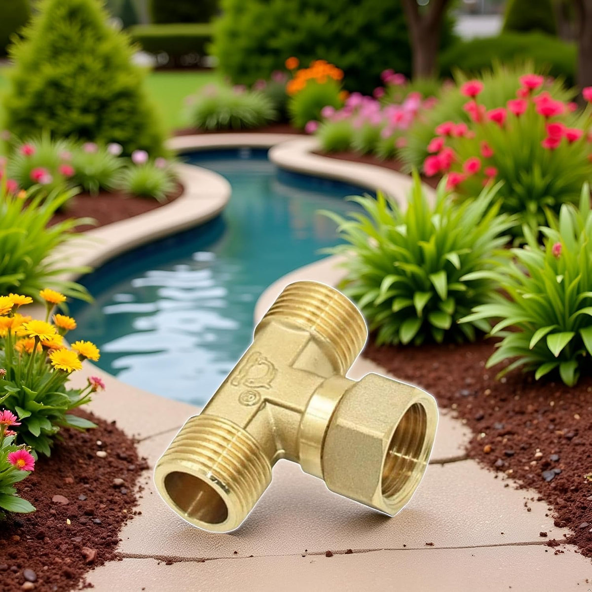 Gold Garden Hose Connection Accessories Brass,1/2 in Male Female Tee Connector Plumbing Hose Splitter Copper T-shape Fitting 3 Way Hose Tube Fittings Swivel Garden Hose Adapter, Hose Accessories