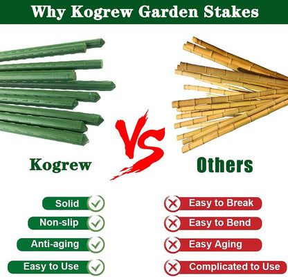 Kogrew, 6Ft 25Pcs Plant Stakes Garden Tomato Sticks Supports for Potted Cucumber Strawberry Bean, 72inch-25Pcs