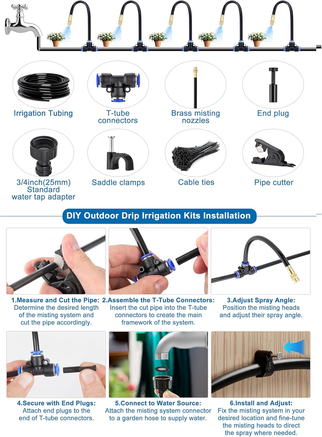 Drip Irrigation Kits Automatic Garden Irrigation System 360° Bending Nozzle