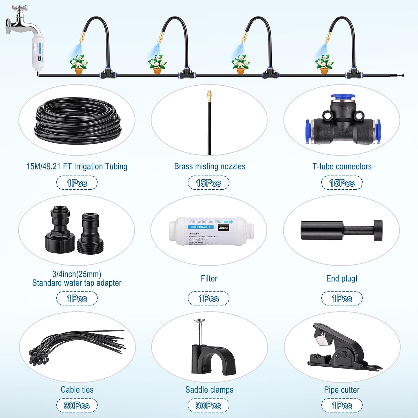 Drip Irrigation Kits Automatic Garden Irrigation System 360° Bending Nozzle