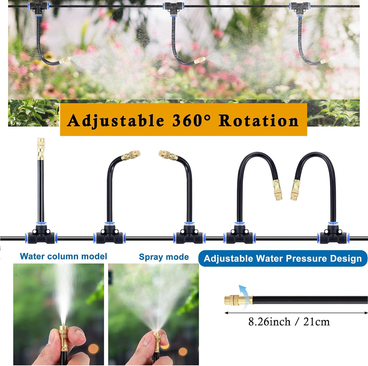 Drip Irrigation Kits Automatic Garden Irrigation System 360° Bending Nozzle