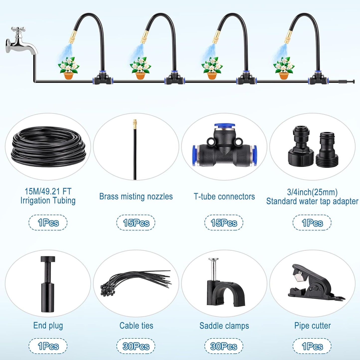 Drip Irrigation Kits Automatic Garden Irrigation System 360° Bending Nozzle